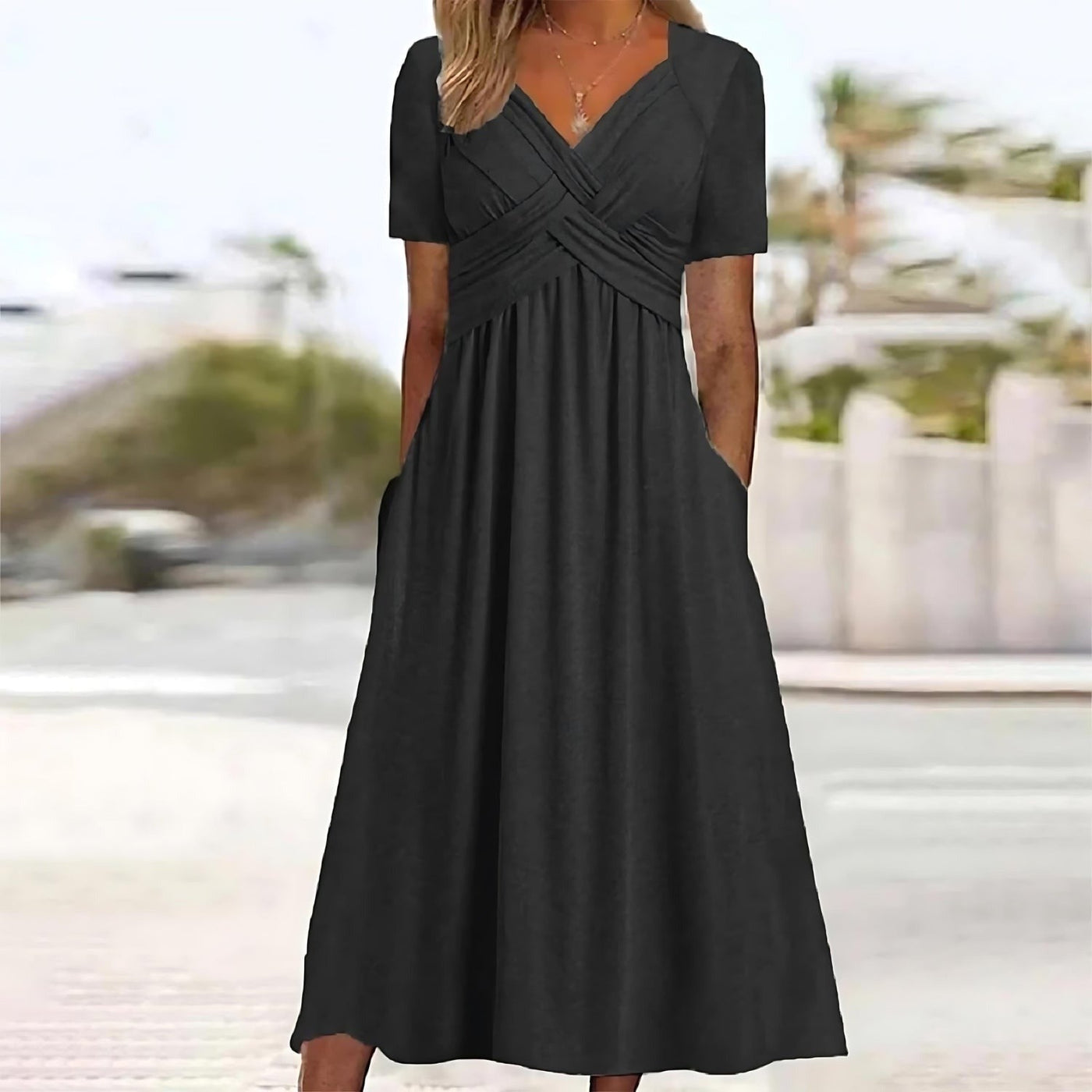 Jamie - Elegant Midi Dress with Belly Coverage