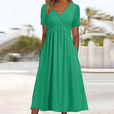 Jamie - Elegant Midi Dress with Belly Coverage